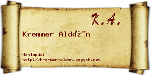 Kremmer Aldán névjegykártya